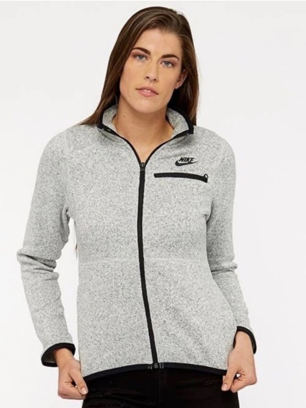 Nike | Women’s Grey Heather Full-Zip Summit Fleece Jacket With Black Trim Size M